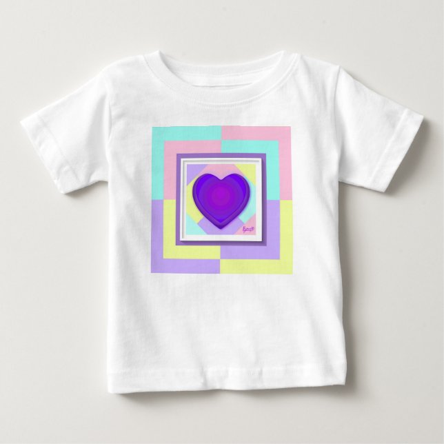 Pastel färg & lila hjärtslag t shirt (Framsida)