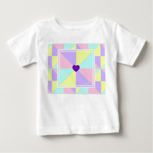 Pastel färg & lila hjärtslag t shirt