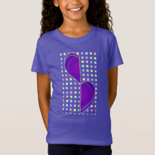 Pastel färg & lila hjärtslag t shirt