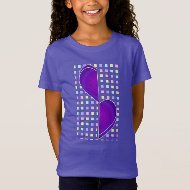 Pastel färg & lila hjärtslag t shirt (Framsida)