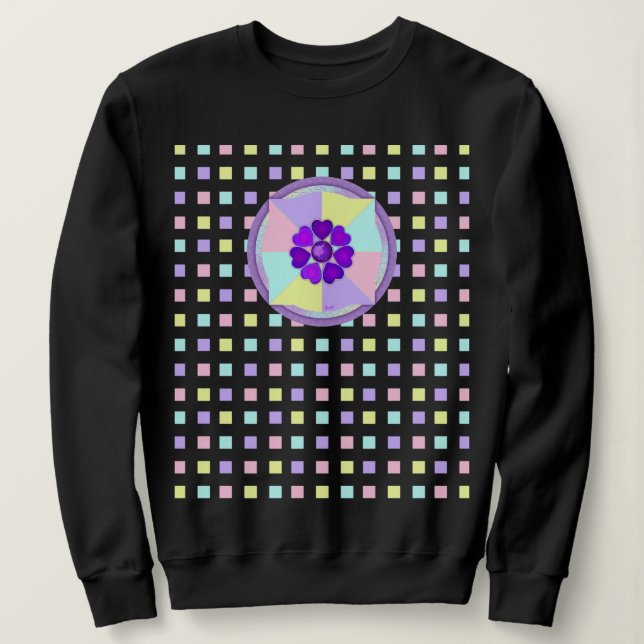 Pastel färg & lila hjärtslag t shirt (Design framsida)