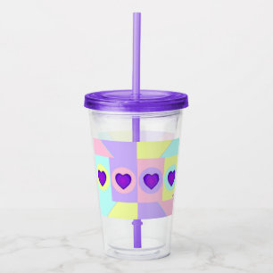 Pastel färg & lila hjärtslag take away mugg