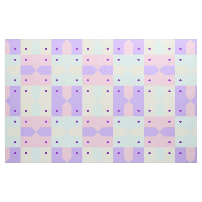 Pastel färg & lila hjärtslag tyg (Fat Quarter)