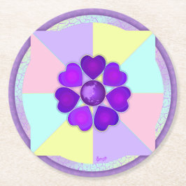 Pastel färg & lila hjärtslag underlägg papper rund