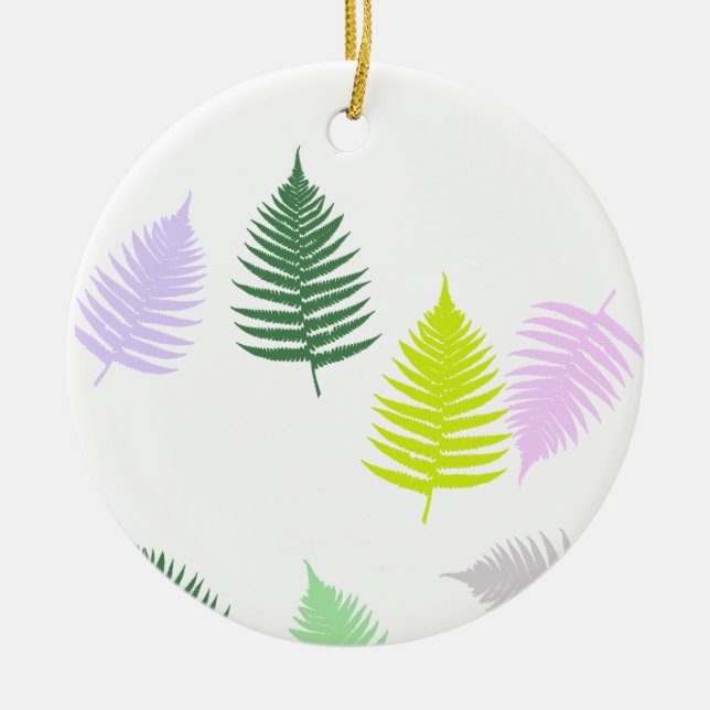 Pastel Färg Lucky Fern Julgransprydnad Keramik (Framsidan)