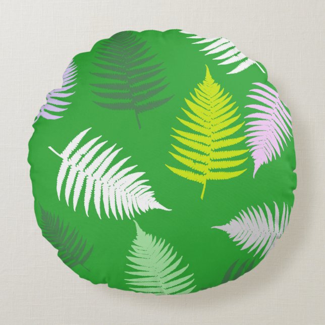 Pastel Färg Lucky Fern Rund Kudde (Framsidan)