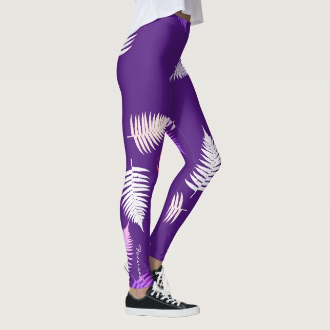 Pastel Färg Lycklig Fern Lövs Leggings (Höger)