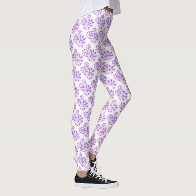 Pastel Färg Lycklig Lila Petals Leggings (Höger)