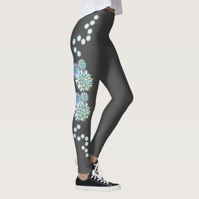 Pastel Färg Lycklig Turquise Petals Leggings (Höger)