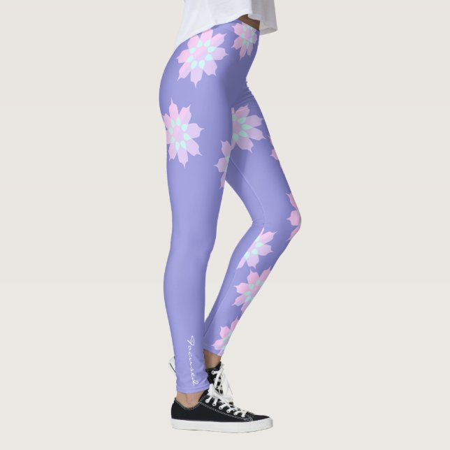 Pastel Färg Lycklig Turquise Petals Leggings (Höger)