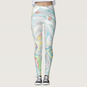 Pastel Färg Marbleized Swirly Background Leggings