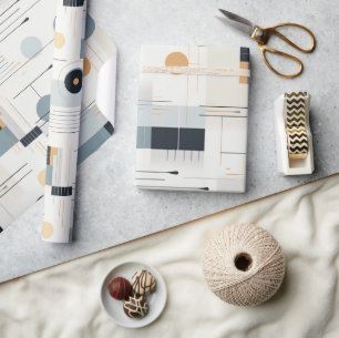 Pastel färg, medelårhundradets geometriska mönster presentpapper