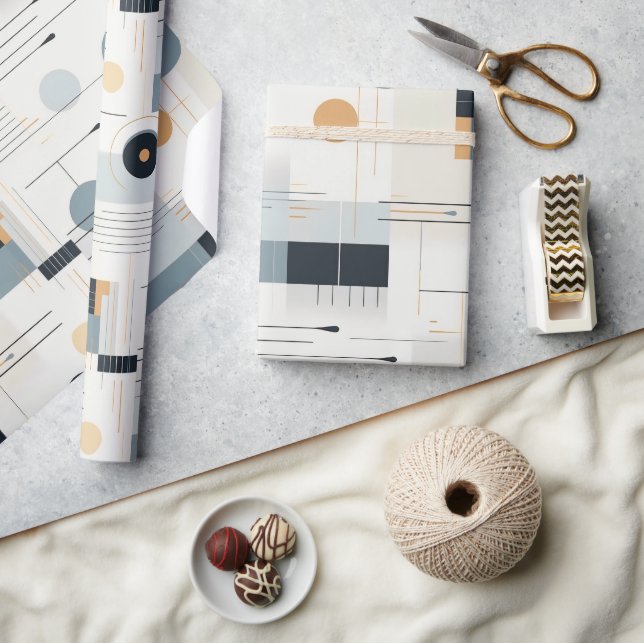 Pastel färg, medelårhundradets geometriska mönster presentpapper (Hantverk)