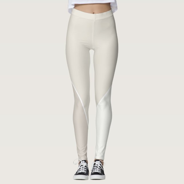 Pastel Färg Modern Elegant Beige Brown White Leggings (Framsida)
