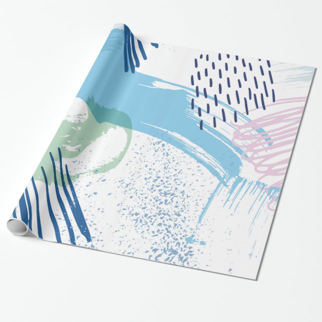 Pastel Färg Modern Geometric Mönster Presentpapper (Utrullad)