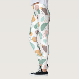 Pastel Färg Organic Shapes Seamless Mönster Leggings