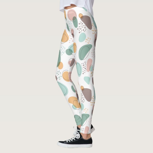Pastel Färg Organic Shapes Seamless Mönster Leggings (Vänster)