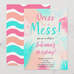 Pastel Färg Painting Birthday-inbjudan Inbjudningar