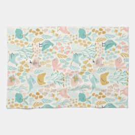 Pastel färg Påsk symboler mönster Kökshandduk