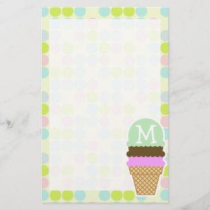 Pastel Färg, Polka Dot, Ice Cream Cone Brevpapper