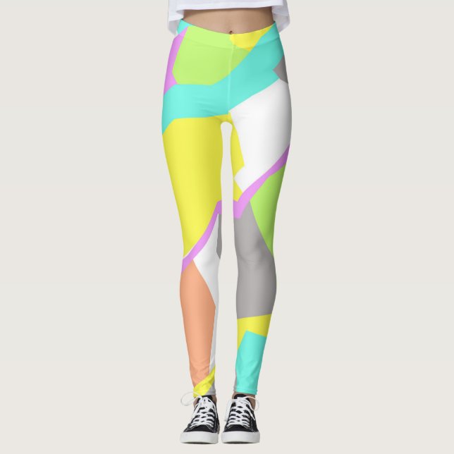 Pastel Färg Positive Vibes Abstrakt Leggings (Framsida)
