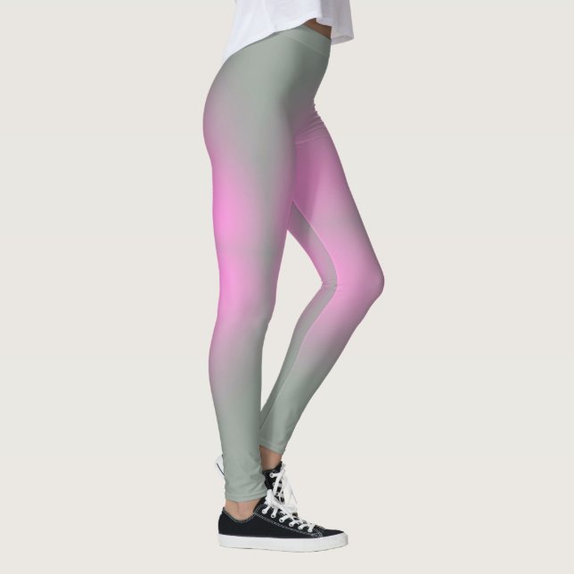 Pastel Färg Positive Vibes Blek Grått Rosa Leggings (Höger)