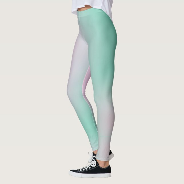 Pastel Färg Positive Vibes Blek Turcos Rosa Leggings (Vänster)