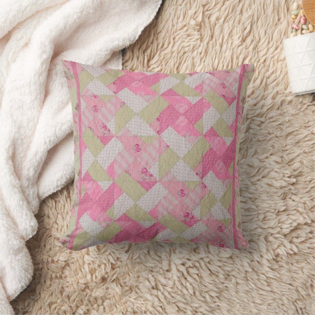 Pastel Färg Quilt Mönster Dekorativ kudde (Filt)