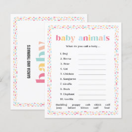 Pastel Färg Rainbow Baby Shower Animal Namn Game