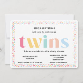 Pastel Färg Rainbow Baby Shower Twillingars Sprink Inbjudningar