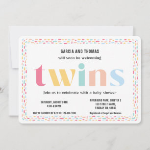 Pastel Färg Rainbow Baby Shower Twillingars Sprink Inbjudningar