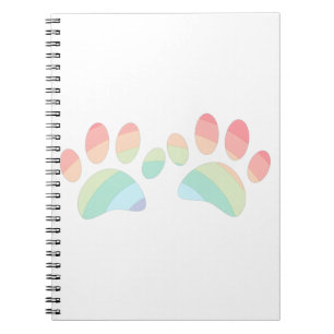 Pastel Färg Rainbow Hund Tass avtryck Anteckningsbok