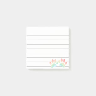 Pastel Färg Rainbow Hund Tass avtryck Lange 3x3 Post-it Block