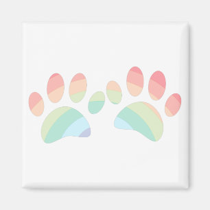 Pastel Färg Rainbow Hund Tass avtryck Magnet