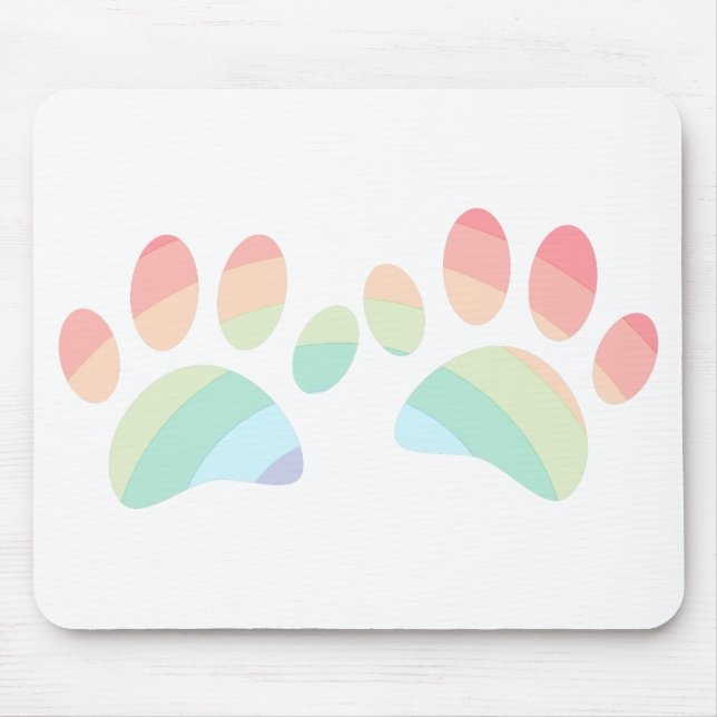 Pastel Färg Rainbow Hund Tass avtryck Musmatta (Framsidan)