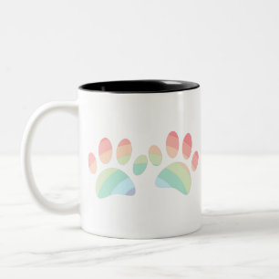 Pastel Färg Rainbow Hund Tass avtryck Två-Tonad Mugg