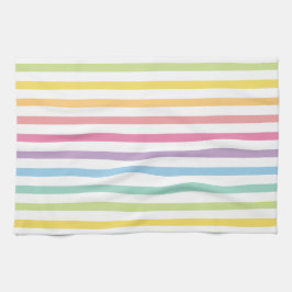 Pastel Färg Rainbow Rand Mönster Kökshandduk
