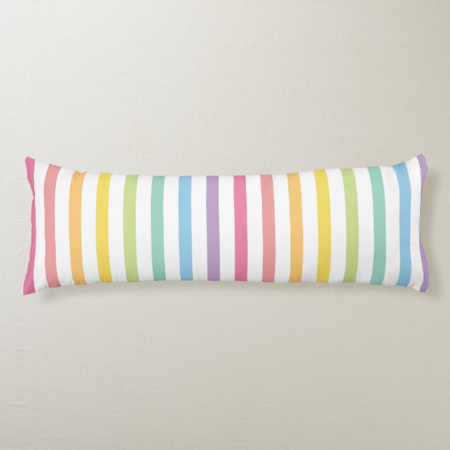 Pastel Färg Rainbow Rand Mönster Kroppskudde (Framsidan)