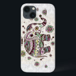 Pastel Färg Retro Flowers & Elephant<br><div class="desc">Brun- och pastelltoner, vit bakgrundsretro blommigt söt elefant</div>