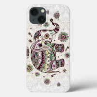 Pastel Färg Retro Flowers & Elephant