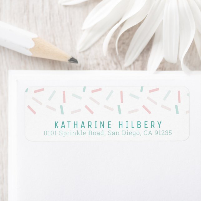 Pastel Färg Sprinkles White Adress Returadress Etikett (Insitu)