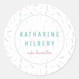 Pastel Färg Sprinkles White Runt Klistermärke