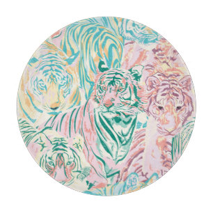 Pastel Färg Tiger Art Mönster