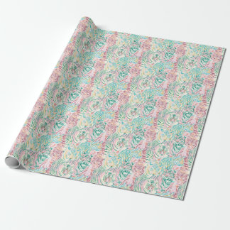 Pastel Färg Tiger Art Mönster Presentpapper