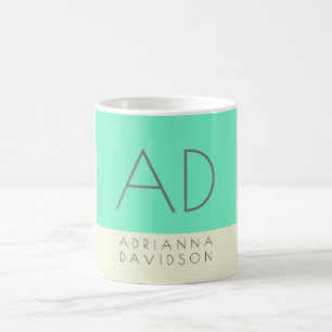Pastel Färg Trendig Monogram Initialer Minimalist Kaffemugg