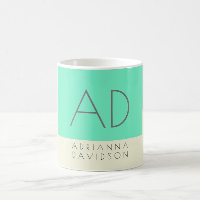 Pastel Färg Trendig Monogram Initialer Minimalist Kaffemugg (Center)