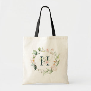 Pastel färg underbar med blommigt monogram H Tygkasse