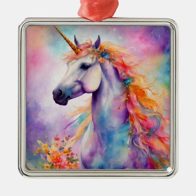 Pastel Färg Unicorn Julgransprydnad Metall (Framsidan)