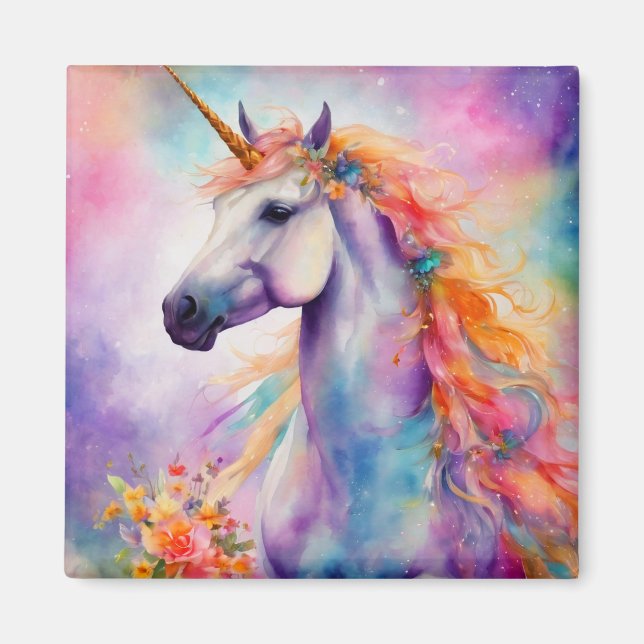 Pastel Färg Unicorn Magnet (Framsidan)
