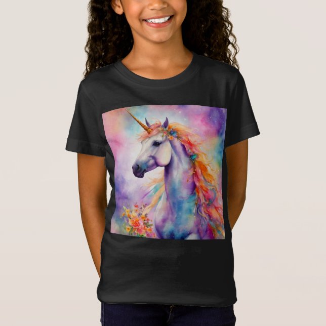 Pastel Färg Unicorn T Shirt (Framsida)
